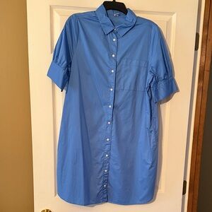 Old Navy Blue Button-Up Shirt Dress